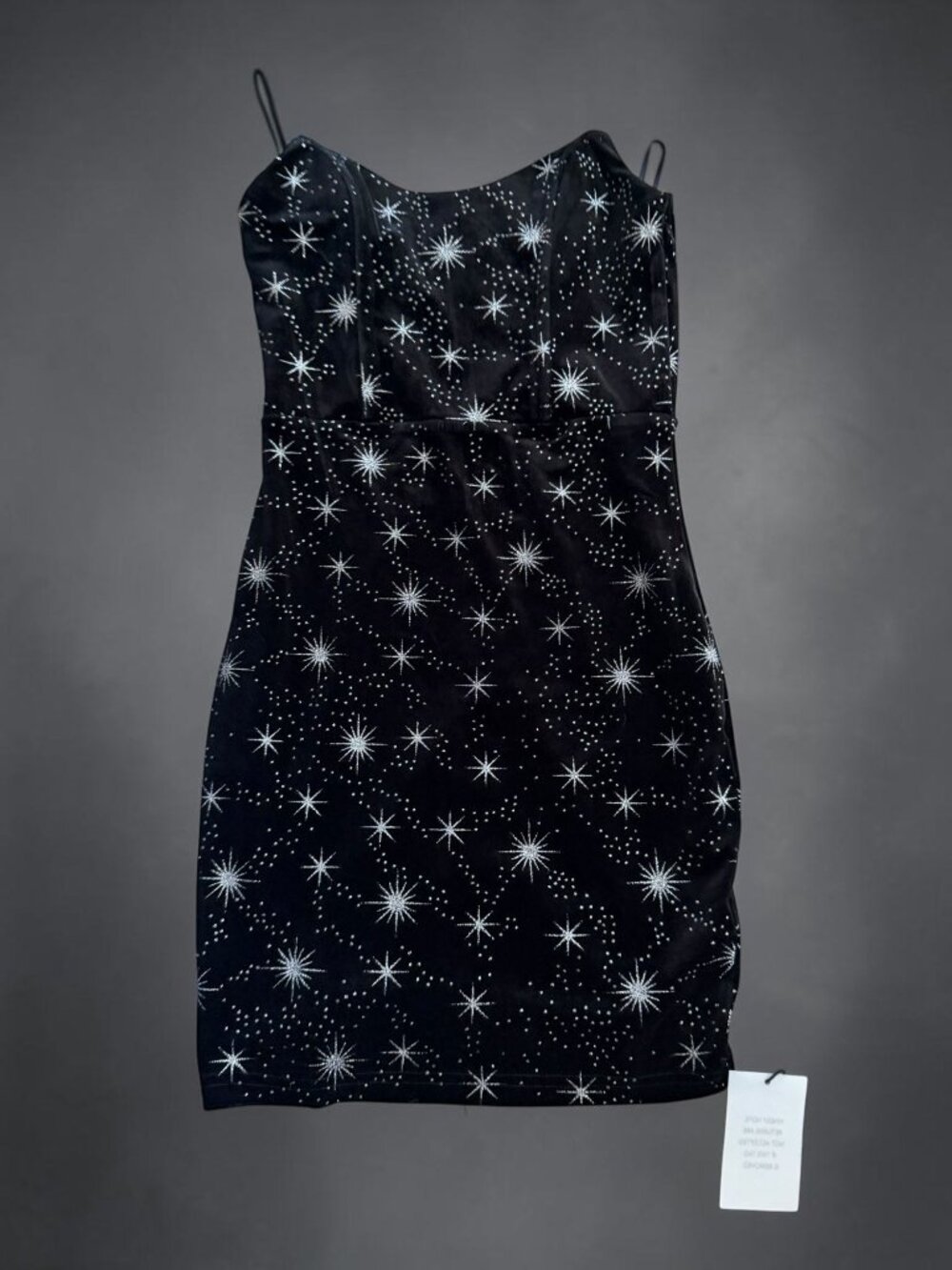 SUPERDOWN Black Silver Sparkle Velvet Strapless Dress Size XS NEW NWT